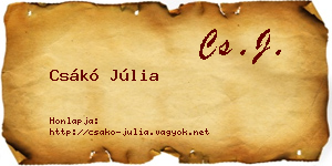Csákó Júlia névjegykártya